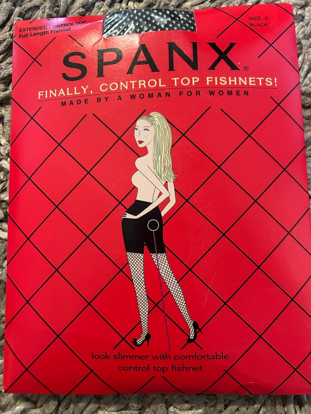 SPANX Control Top Fishnet Panty Hose Stockings NEW New Package Size A XS-S Black